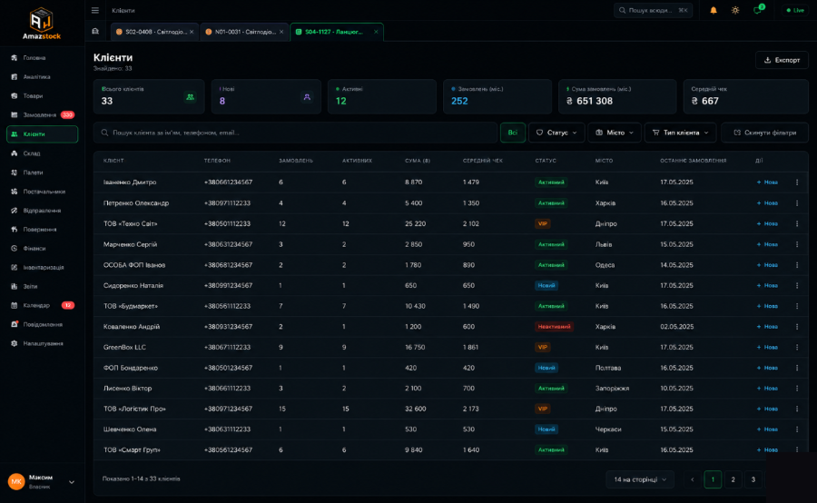 Clients database